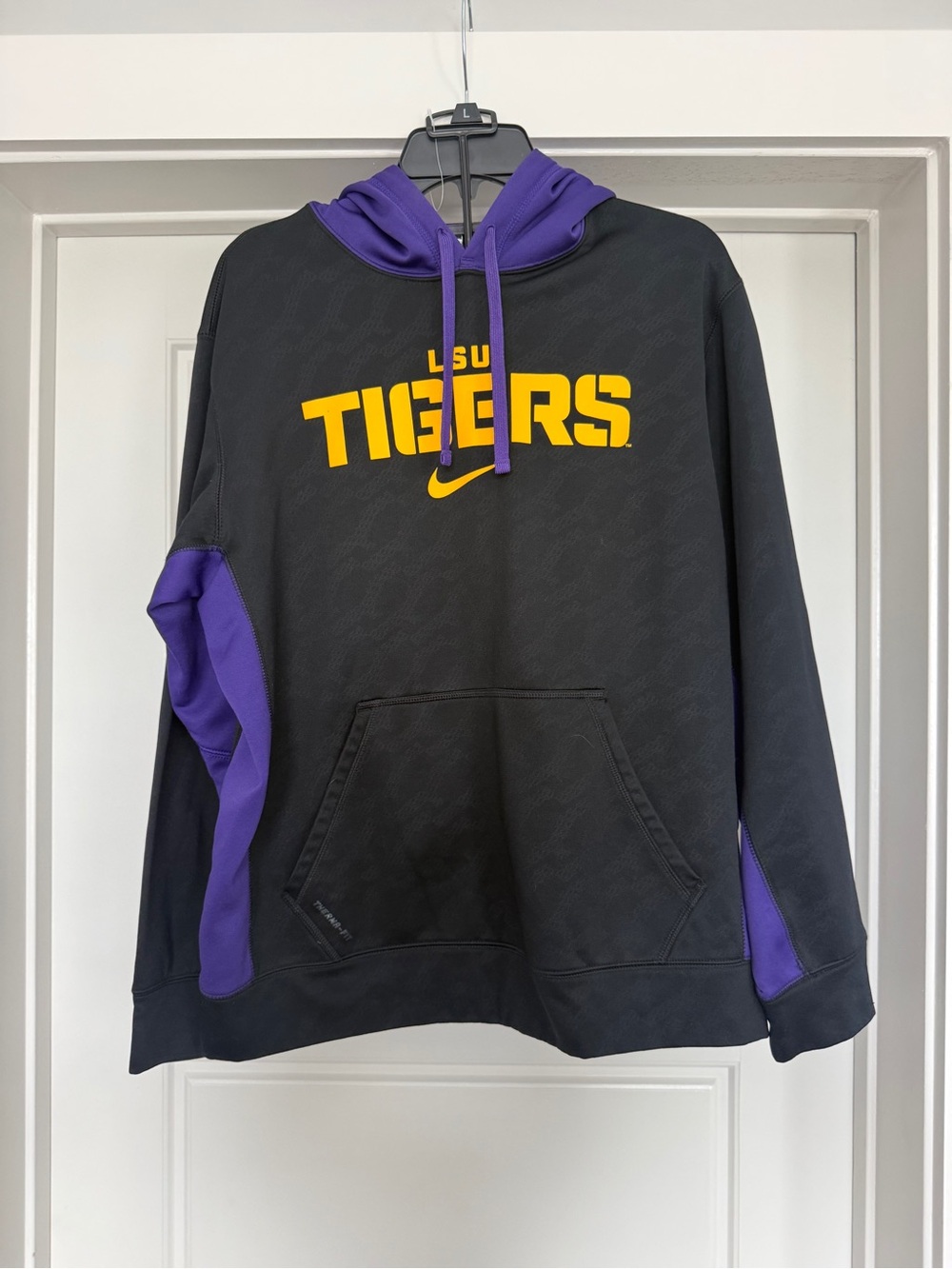 Nike Black & Purple LSU Tigers Crewneck Hoodie with Gold Logo